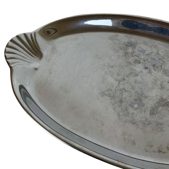 Wilton Armetale Scallop Handle Large Oval Serving Tray 16 inch Pewter Bruce Fox - Picture 3 of 6